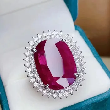 Оригинален дизайн, Преувеличени Огромен пръстен с имитация на Мозамбик, Сребро 925 проба, женски сватбени бижута, Фини реколта бижута