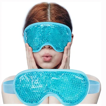 Охлаждаща гел маска за очи с лед, за многократна употреба на маски за очите, маска за сън с една плюшена подложка от главоболие, подпухналостта, мигрена, стрес