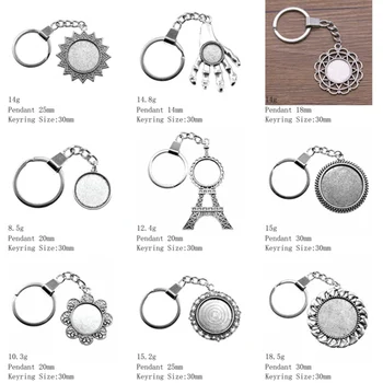 Популярни ключодържатели ключодържател с кръгла основа цвят антични сребро, аксесоари за бижута, находки