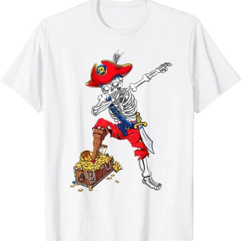 Промокающий Пиратски Череп Skeleton's Потупване на Детски Костюм за Хелоуин, Подарък Тениска на Лятото С Къс Ръкав, Директен Доставка За Мъже И Жени