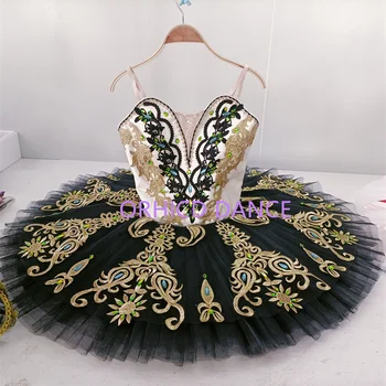 Професионална Висококачествена 12-слойная дрехи за театрални представления за момичета размер на Преките черни балетные костюми-пачки
