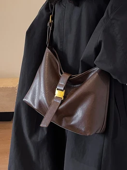 Реколта модерна дамска чанта-тоут голям капацитет, висококачествена Мека кожена плиссированная чанта през рамо, ежедневни универсална чанта-месинджър