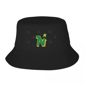 Ретро Хокей логото на Minnesota North Stars Ретро Лого Възрастен Рибар, широка периферия шапка