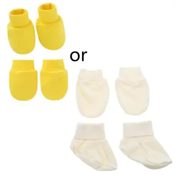 Ръце, крака, чорапи до щиколоток, меки памучни ръкавици за деца 0-12 месеца, цевье за бебета, директна доставка