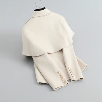 Снежна двустранно кашемировое палта за жени, малки на ръст, есен-зима 2023, нова висококачествена вълнена риза, дамски наметало