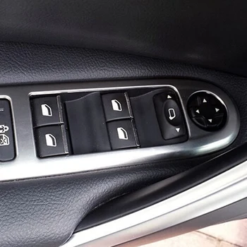 Сребърен ключ стеклоподъемника вратата на колата, капак подлакътник, Бутон за включване, Покритие на панела, стикери за Citroen C5 за Peugeot 508