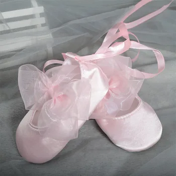 Стоп-моушън обувки за деца Розов цвят, однотонная, свързани с носа, със затворена хлопковым меко дъно, нормален размер, удобна за малките момичета