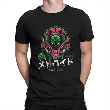 Тениска с изображение на шлем ЛАРВИ игри Metroid, мъжки блузи в стил vintage в стил Пънк, Лятна риза в стил Харадзюку с къс ръкав