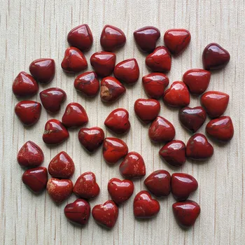 Търговия на едро с 50 бр./лот Мода добро качество естествен червен камък във формата на сърце кабошоны мъниста за бижута 10 мм безплатна доставка