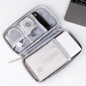 Чанта за кабели за слушалки, USB-кабел за пренос на данни, кабелна, чанта за съхранение, с дръжка, банка захранване, организатор, водоустойчив калъф за мобилен телефон
