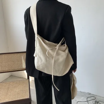 Чанта за през рамо в корейски стил, голяма простор, широка презрамка, Холщовая Диагонално Чанта, Дамска мода