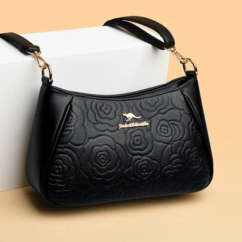 Чанта през рамо от изкуствена кожа, чанти под мишниците, луксозна чанта-тоут, издаден модерна дамска чанта с голям капацитет под полумесец, малка чанта