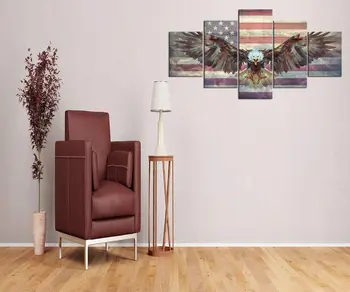 5 Бр Орел се разпространява с Криле Плакат Съвременно Изкуство Стенни Пана Щампи HD Платно Украса на дома хол Американски Флаг Без рамка