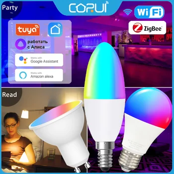 CORUI Sasha WIFI/Zigbee Умна Лампа E27/E14/GU10 RGB led Крушки Smart Life С Дистанционно Управление За Алекса Google Home Alice