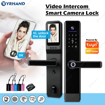 YRHAND Sasha Wifi Камера видео домофон Заключване на приложението за Дистанционно отключване на Цифрова Електронна биометрични данни Водоустойчива с интелектуална заключване на екрана