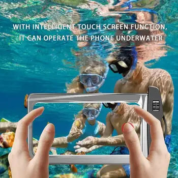 Водоустойчива чанта за мобилен телефон, преносим прозрачна чанта със сензорен екран за плаж, водни паркове, универсална чанта за сушене на телефона на горещи извори