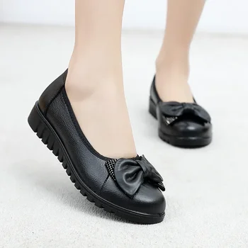 Дамски Ежедневни обувки на равна подметка, Големи размери 35-42, Дамски Обувки с лък, Нескользящая Модерни обувки За възрастни Хора, Однотонная Лека Обувки За възрастни