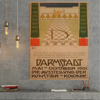 Изложба Ein Dokument deutscher Kunst в Дармщат, Ретро плакат, Градина и сградата, Начало декор, Стария свят, Художествена печат