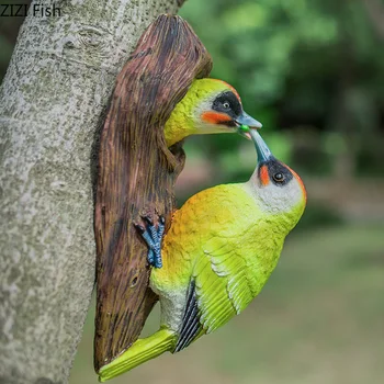 Имитация на смола скулптура животно, птица Фон от смола птица папагал монтиране на Дървото градина тераса висулка за Украса на Дома