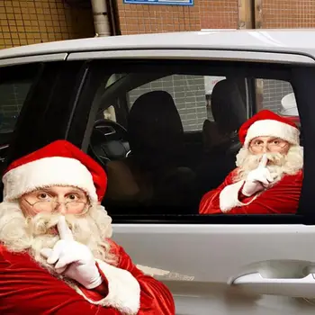 Коледна стикер на прозореца на колата Стикер на прозореца на колата на Дядо Коледа Забавни самозалепващи Коледна украса за кола Водоустойчив