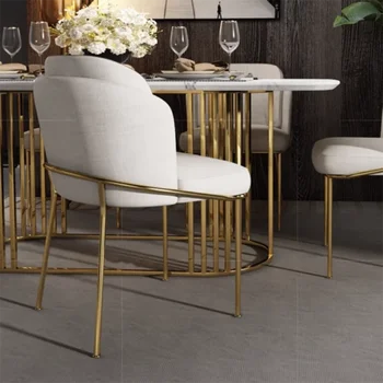 Луксозни Красиви трапезни столове Nordic, модерни трапезни столове от изкуствена кожа, Бели трапезни столове от злато, Европейската кухненски мебели Sillas De Comedor
