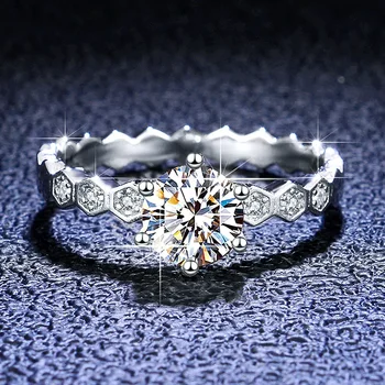 Луксозно платиновое пръстен PT950 New Vision Hive Design с диамантен пръстен Муассанит 1 карата, халки за жени, Годежен пръстен за вечността на булката
