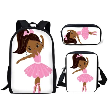 Модни балетные момичета с 3D-принтом, 3 бр./компл., училищни чанти за ученици, раница за лаптоп, Наклонена чанта на рамото, молив случай