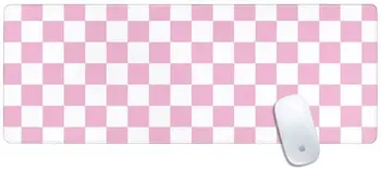 На шахматната дъска е в Розово-Бял Дизайн на дъската 31,5 x 11,8 Голям Геймърска Подложка За Мишка с Прошитыми Ръбове Клавиатура Тенис на Мат за дома