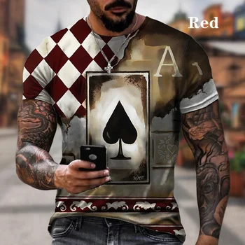 Нова мода игрална карта, асо, върхове, диаманти, фланелки, блузи с къс ръкав