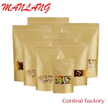 Обичай крафт-дойпак с различни размери с прозорец хартиена торба евтини хартиени пакети със собственото си лого