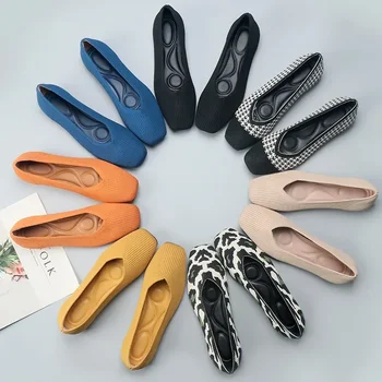 Однотонная обувки на равна подметка; Дамски потници удобни дамски балет апартаменти; Ежедневни обувки; Дамски Zapatos De Mujer 2024 г.