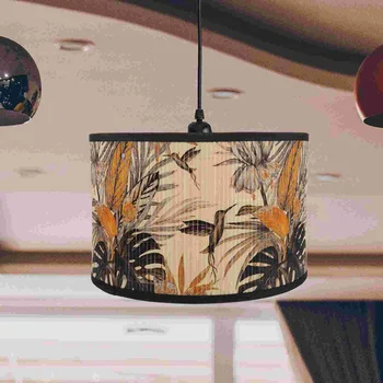 Ретро Цветя Лампа Бамбуков Макара Капачка На Абажура E27 Китайски Стил Полилей Лампиони Покриване На Осветителното Тяло Спалня Лампа