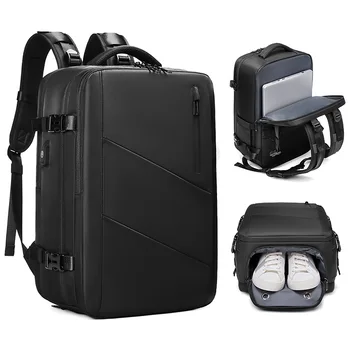 Чанта за лаптоп раница с Голям капацитет, пътни бизнес училищни чанти за студентски багаж, Черна Водоустойчива раница за лаптоп